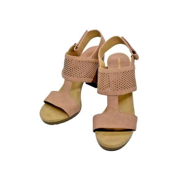 Adrienne Vittadini Sandals Vera Mauve Heels Faux Nubuck Leather Women's Size 9M - Picture 1 of 8